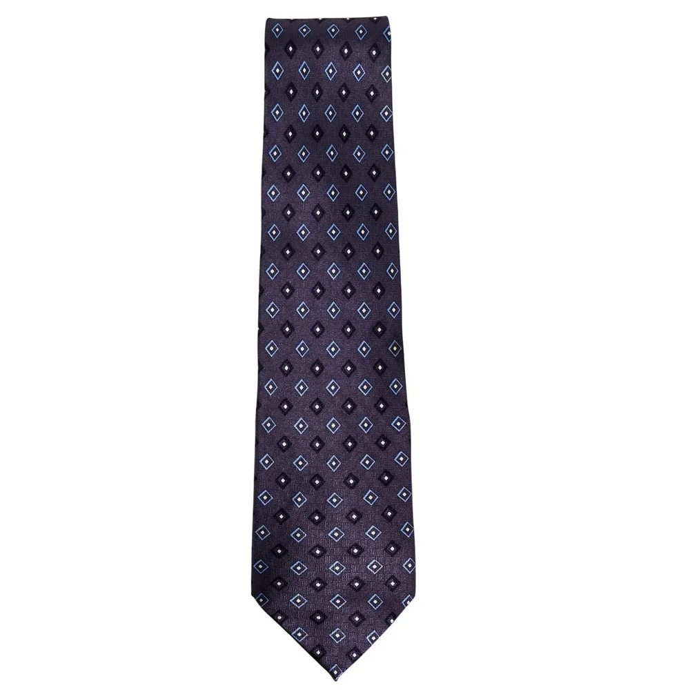 Bill‎ Blass NEO Men's Necktie 100% Silk Designer Purple Geometric Diamond China